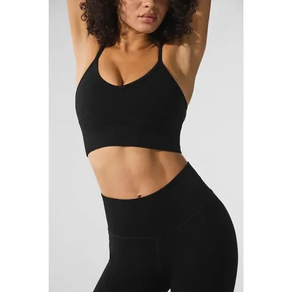 Alo Yoga Seamless Winter Warm Plush Delight Bra Black - S